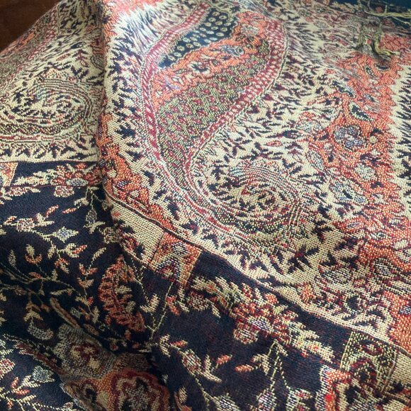 Vintage Pashmina Jacquard Paisley Long Scarf/Shawl Wrap with Tassels - Picture 7 of 9